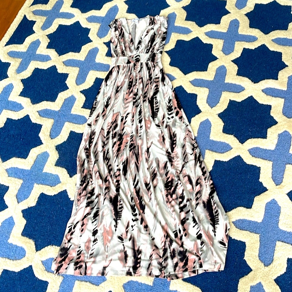 Excellent Condition Veronica M Dress Pink & Black Maxi Dress